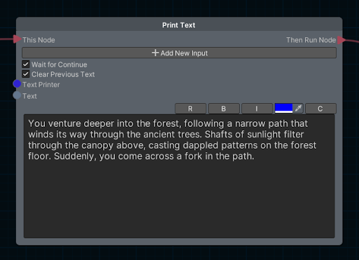 A screenshot of a PrintTextNode.